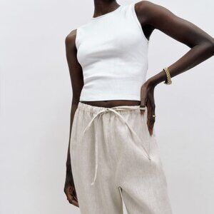Reformation Olina Linen Pants Oatmeal sz XS